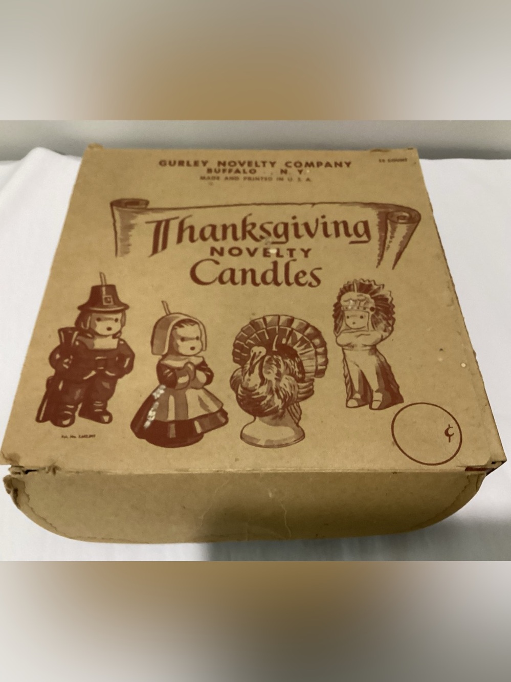 Vintage Original box THANKSGIVING Novelty Candles by Gurley Novelty Co.